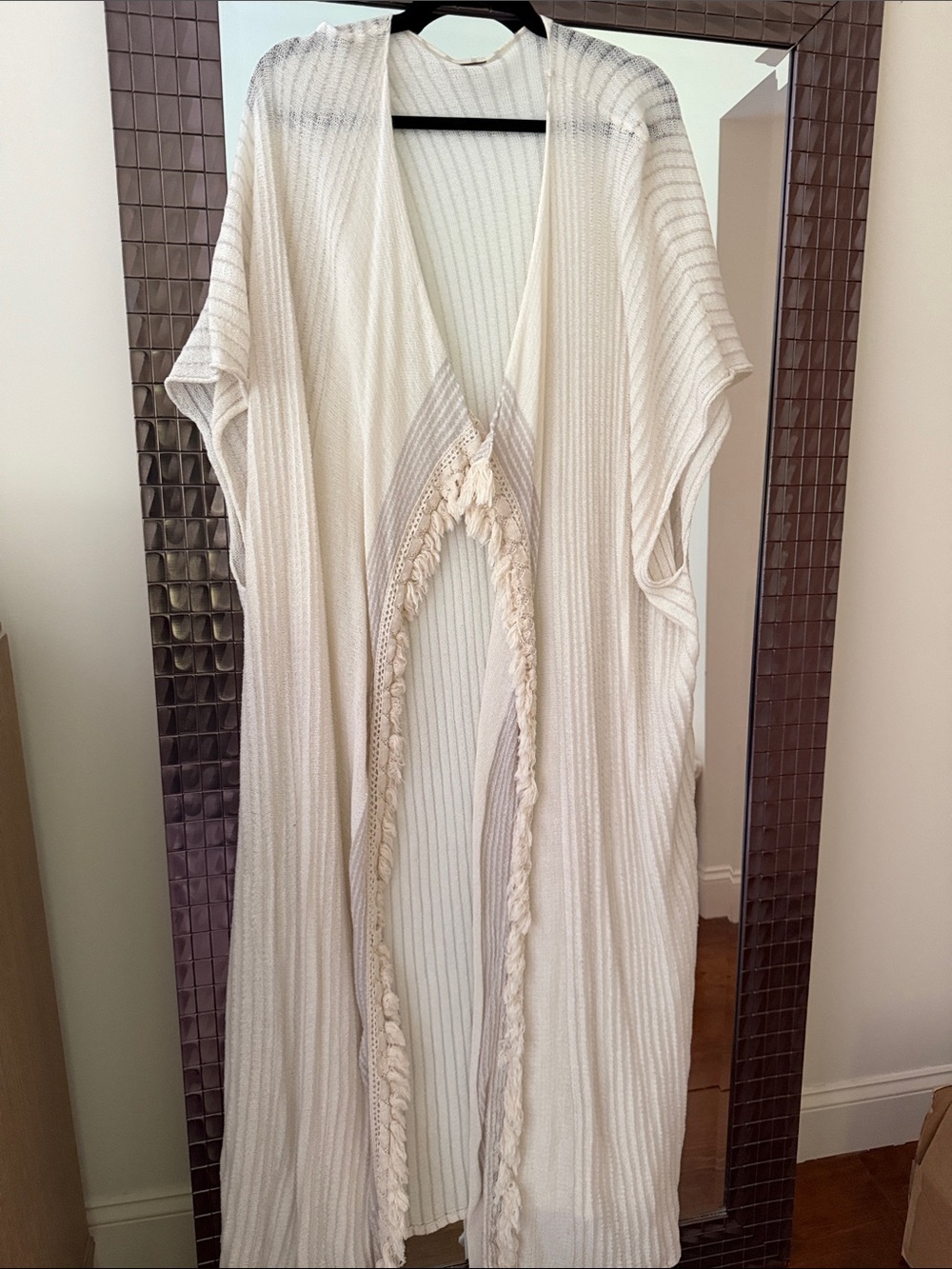 Free People Ivory Open-Knit Lightweight Sweater
